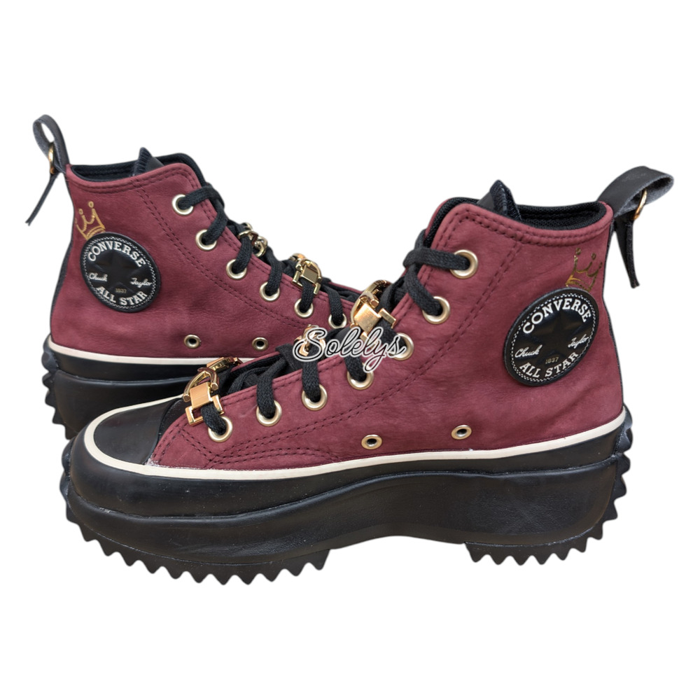 Converse Run Star Hike High Deep Ox Bordeaux Regal Red Black Leather Womens 7